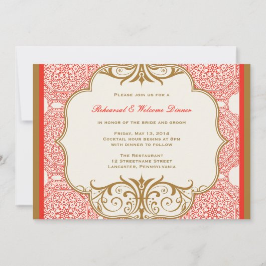 Dîner de répétition à thème marocain Invitation (Devant)