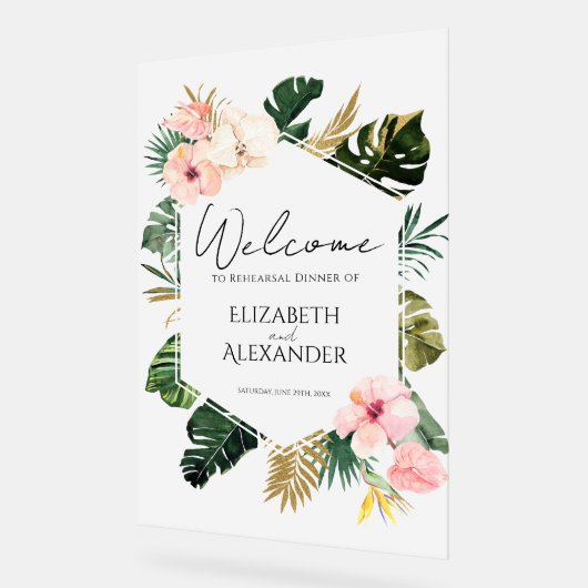 Dîner de répétition acrylique Affiche de bienvenue (Angle)