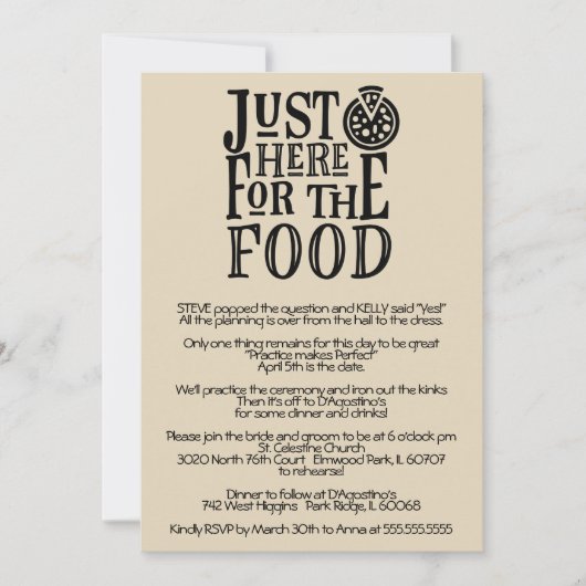 Dîner de répétition amusant Invitation (Devant)