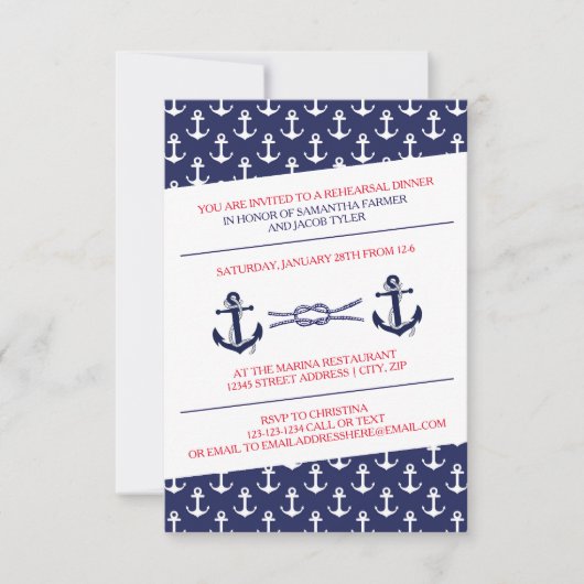 Dîner de répétition Anchors - Invitation 3X5 (Devant)