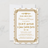 Dîner de répétition Art déco blanc Invitations (Devant)