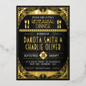 Dîner de répétition Art déco Invitation de foil (Recto)