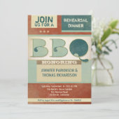dîner de répétition barbecue invitation vintage (Debout devant)
