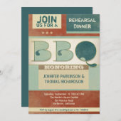 dîner de répétition barbecue invitation vintage (Devant / Derrière)