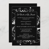 Dîner de répétition Black Flourish Invitation (Devant / Derrière)