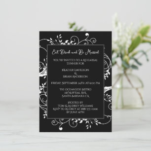 Dîner de répétition Black Flourish Invitation