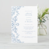 Dîner de répétition blanc et bleu chic Invitation (Debout devant)