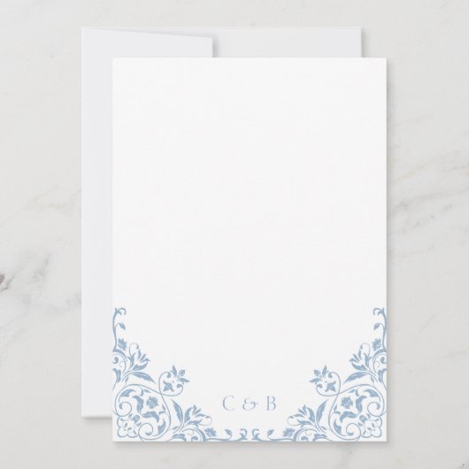 Dîner de répétition blanc et bleu chic Invitation (Dos)