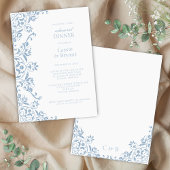 Dîner de répétition blanc et bleu chic Invitation