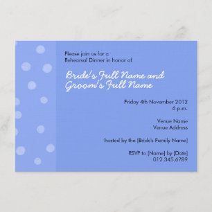 Dîner de répétition bleu Dots peints Invitation