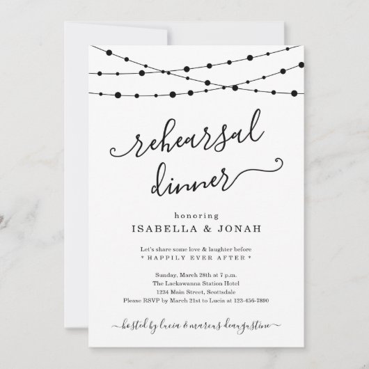 Dîner de répétition classique Invitation (Devant)