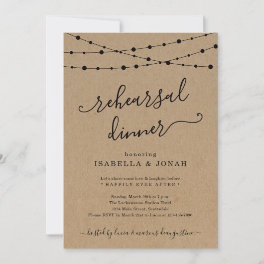 Dîner de répétition classique Invitation (Devant)