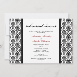 Dîner de répétition Damas de charme Invitation (no