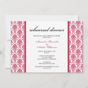 Dîner de répétition Damask de charme Invitation (f
