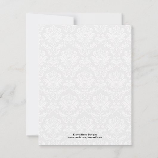 Dîner de répétition Damask Monogram carte en Turqu (Dos)