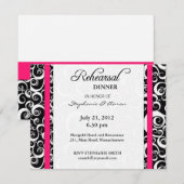 Dîner de répétition Damask Swirl Carte en rose cha (Devant / Derrière)