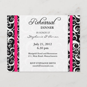 Dîner de répétition Damask Swirl Carte en rose cha