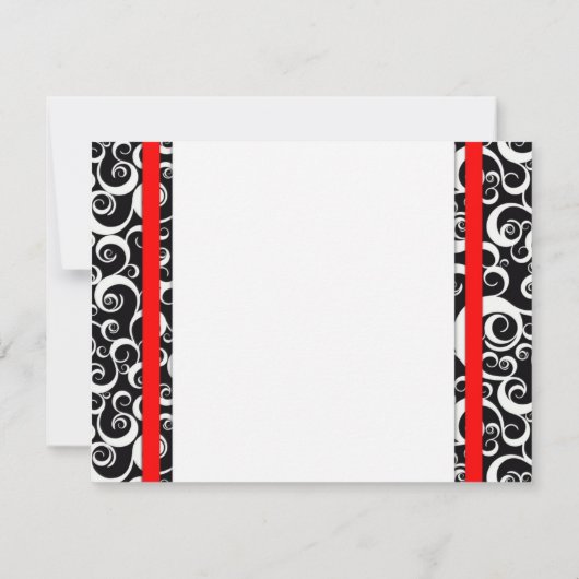 Dîner de répétition Damask Swirl Carte en rouge (Dos)
