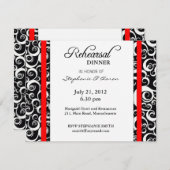 Dîner de répétition Damask Swirl Carte en rouge (Devant / Derrière)