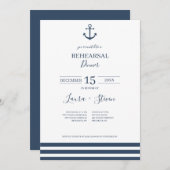 Dîner de répétition d'Ancres nautiques Invitation (Devant / Derrière)