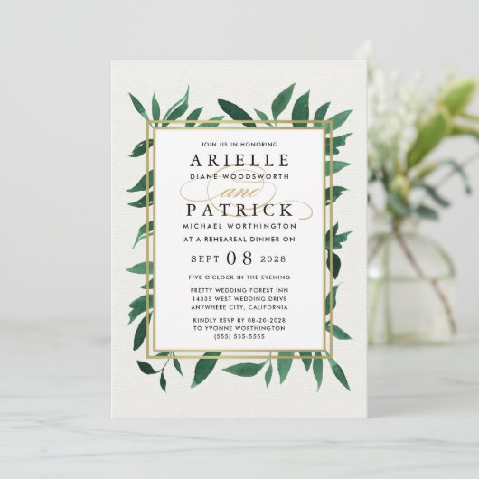 Dîner de répétition d'aquarelle verte Invitations (Debout devant)