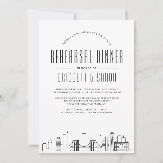 Dîner de répétition de Brooklyn | Invitation Skyli (Devant)