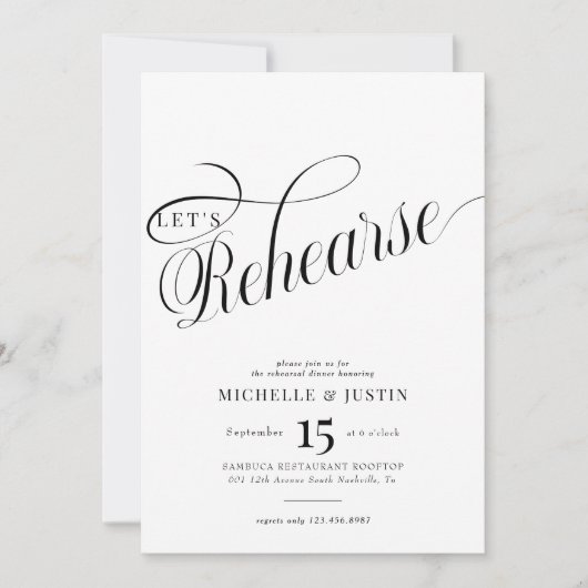 Dîner de répétition de calligraphie Invitation (Devant)