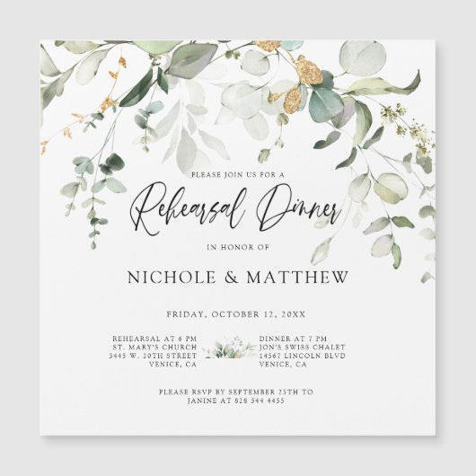 Dîner de répétition de calligraphie Invitation d'a (Devant)