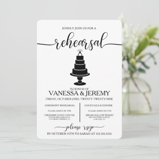 Dîner de répétition de gâteau mariage Invitation (Debout devant)