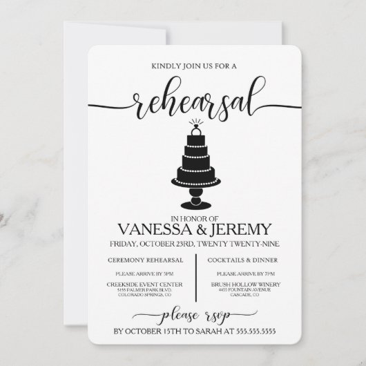 Dîner de répétition de gâteau mariage Invitation (Devant)