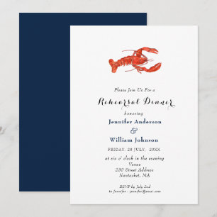 Dîner de répétition de homard aquarelle Invitation