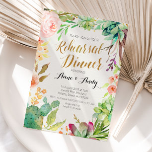 Dîner de répétition de l'aquarelle invitation Boho