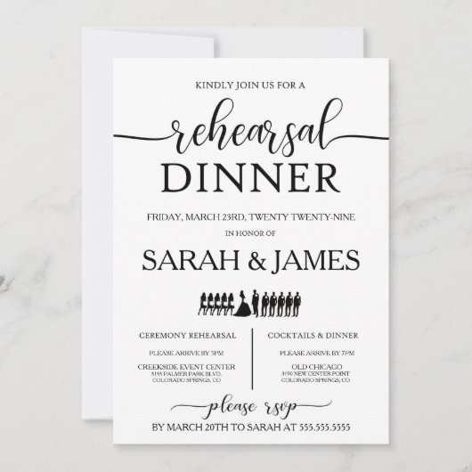 Dîner de répétition de mariage Invitation (Devant)