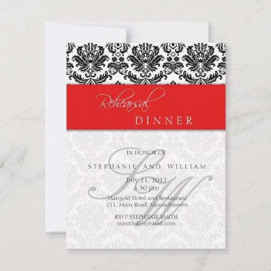 Dîner de répétition de monogramme Damask Carte en  (Devant)