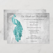 Dîner de répétition de paon turquoise Invitation (Devant / Derrière)