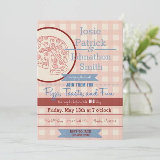 Dîner de répétition de pizza Invitation (Debout devant)