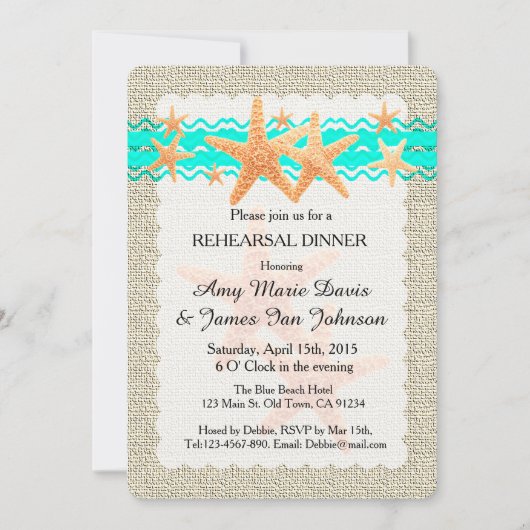 Dîner de répétition de plage Starfish invitations (Devant)