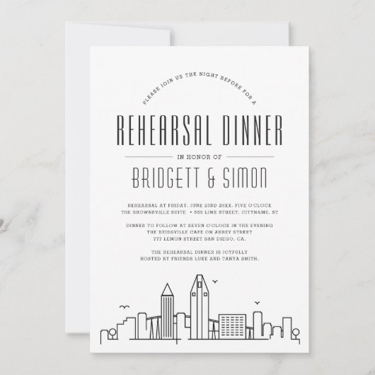 Dîner de répétition de San Diego | Invitation Skyl (Devant)