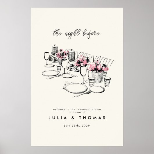 Dîner de répétition de table moderne Affiche de bi (Devant)