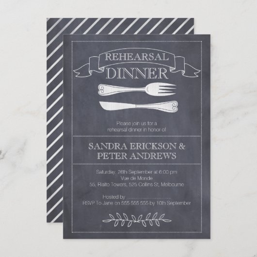 Dîner de répétition de tableau noir Invitation (Devant / Derrière)