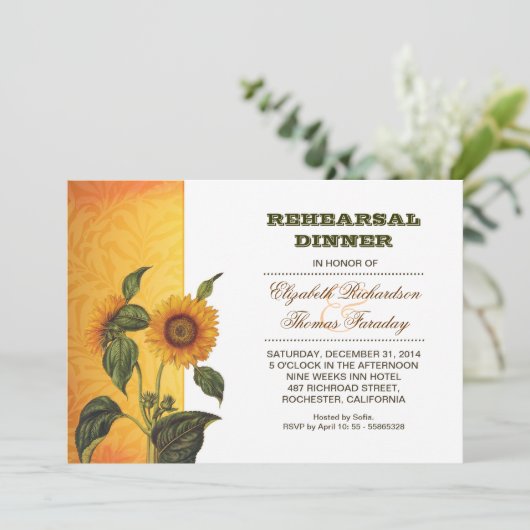 dîner de répétition de tournesol invitation (Debout devant)