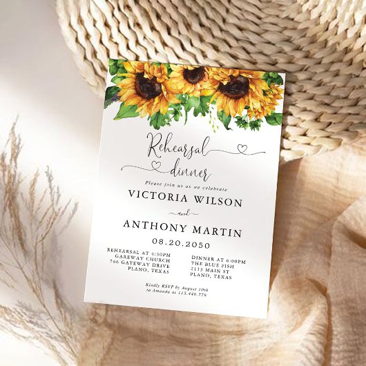 Dîner de répétition de tournesol vert Invitation