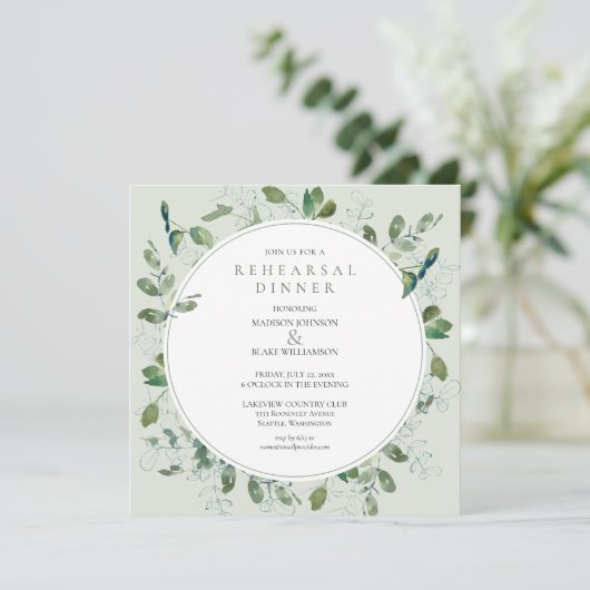 Dîner de répétition de verdure chic Invitation (Debout devant)