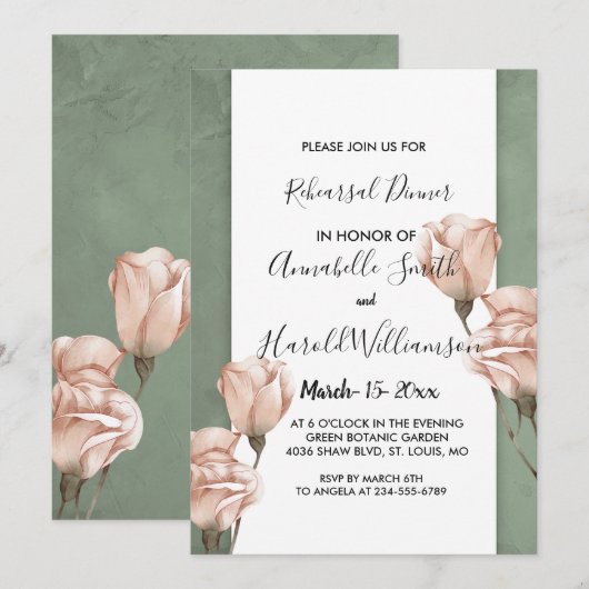 Dîner de répétition de verdure tendance Invitation (Devant / Derrière)