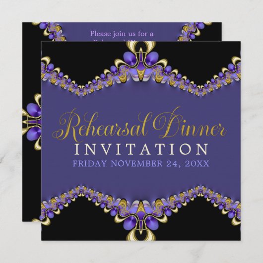 Dîner de répétition décorative violet Invitations (Devant / Derrière)