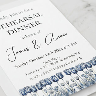 Dîner de répétition Delft Blue Tulip Invitation