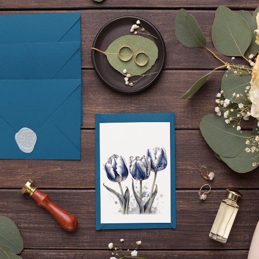 Dîner de répétition Delft Blue Tulip Invitation