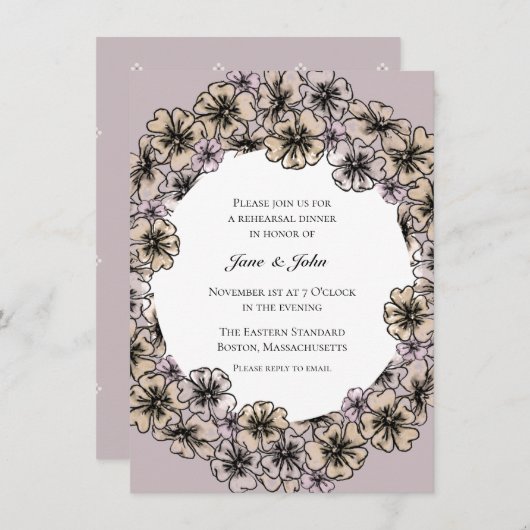 Dîner de répétition des fleurs d'hiver Invitation (Devant / Derrière)