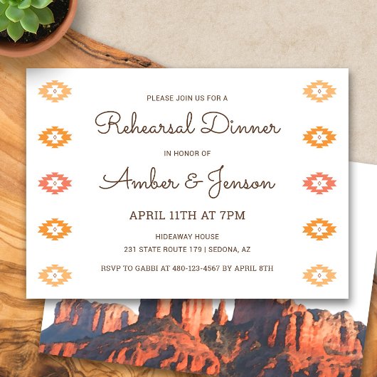 Dîner de répétition Desert Chic Sedona Invitation