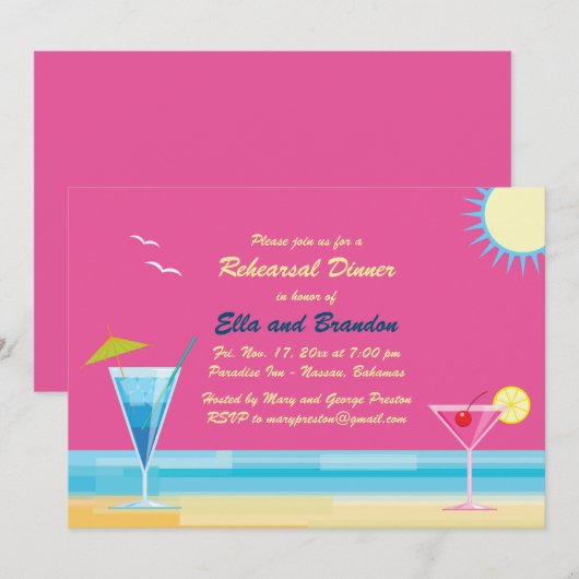 Dîner de répétition d'été Invitation (Devant / Derrière)